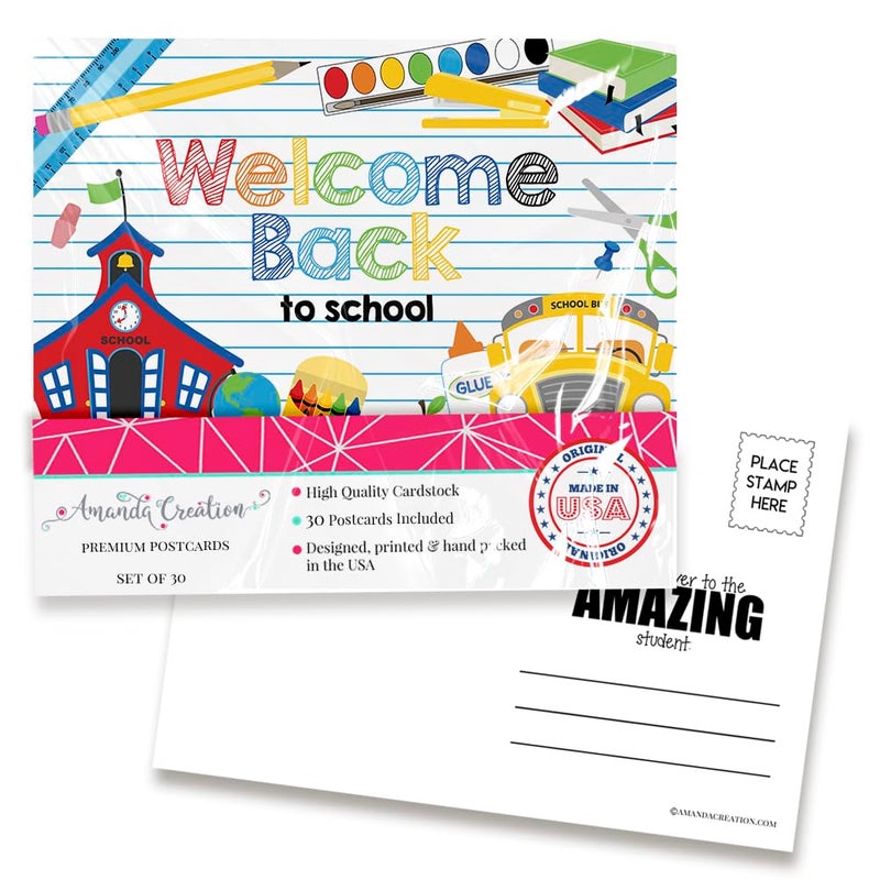 Amanda Creation School Supply Themed Welcome Back To School Blank Postcards For Teachers To Send To Students, 4"x6" Fill In Notecards by AmandaCreation (30) - Image 1